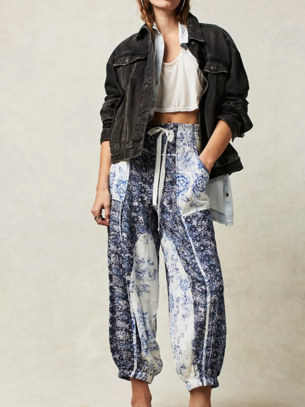 Free People Sweet It Is Printed Embroidered Patchwork Pants